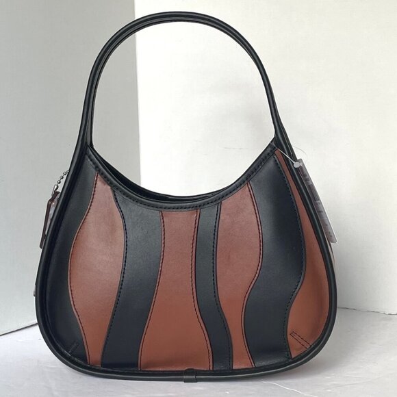 Coach Ergo Bag Wavy Stripe Upcrafted Brown Black Leather Coachtopia 90s CQ004 - Picture 3 of 12